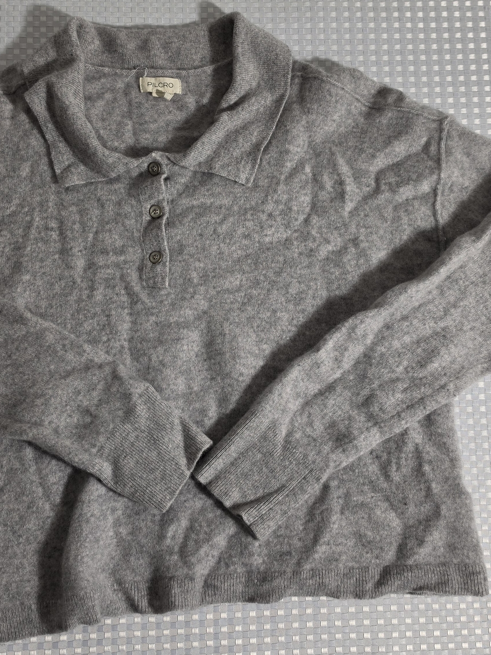 Pilcro Anthropologie 100% Cashmere Grey Henley Polo Sweater XL